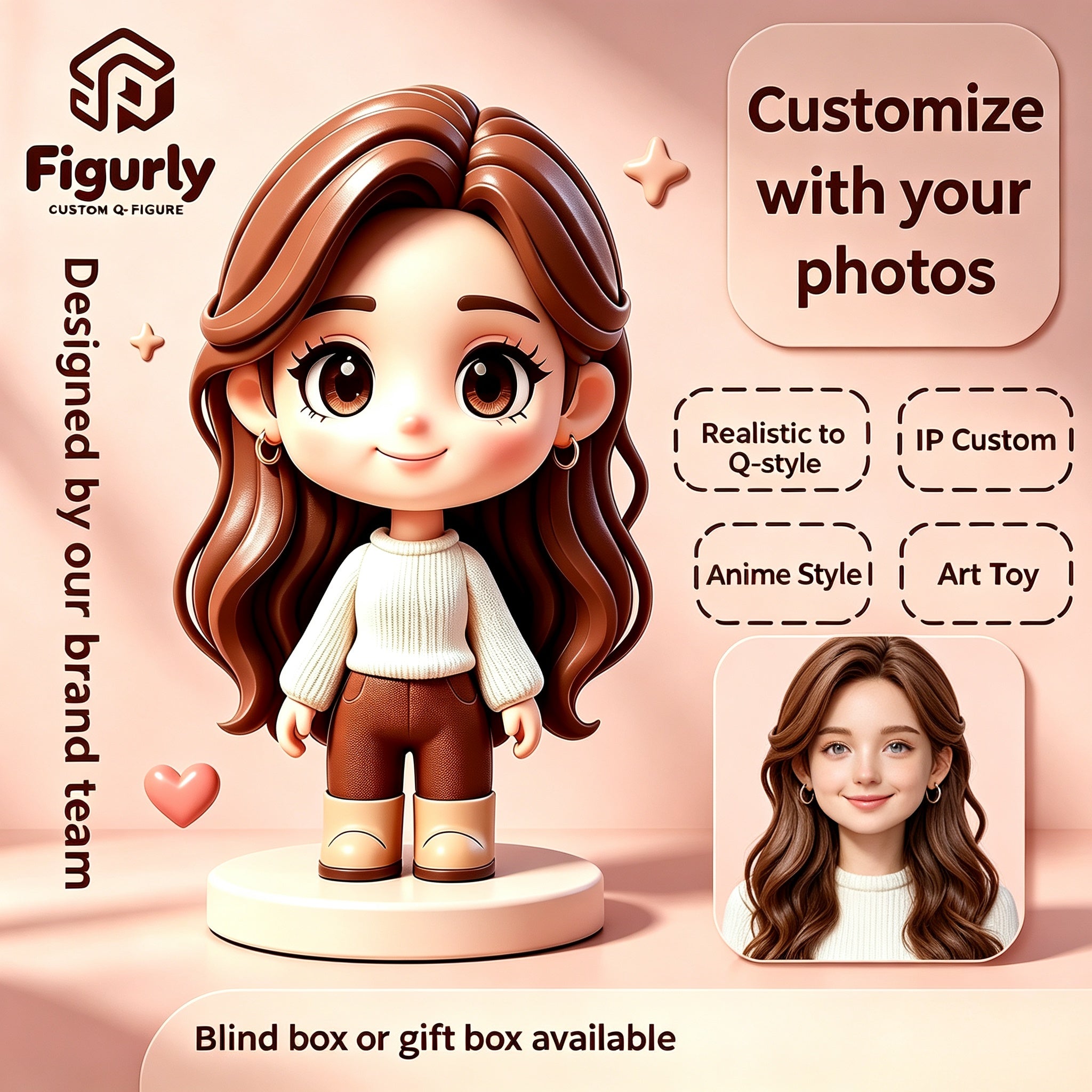 Customized real person photo chibi figure doll portrait blind box gift ornament